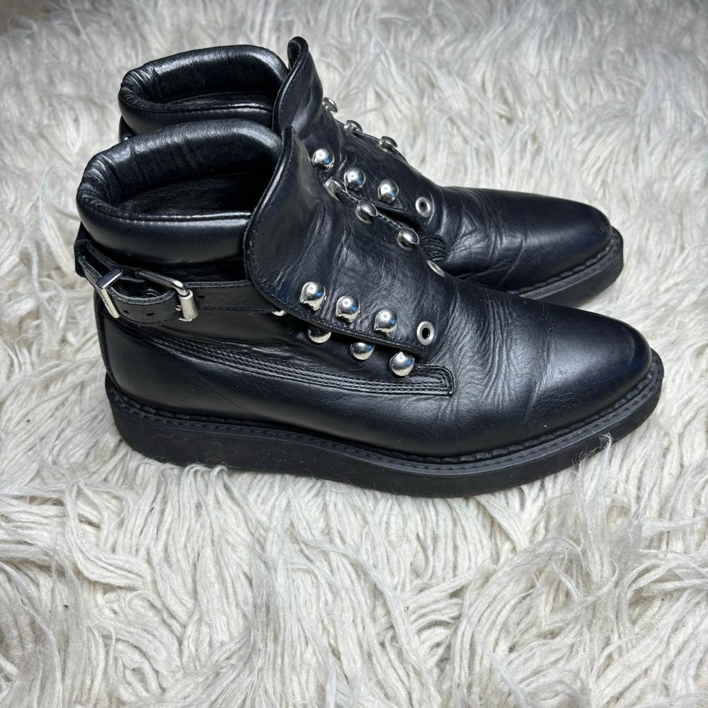 Authentic Rare DIESEL Women's Leather Flat Studs Boots Dress Shoes